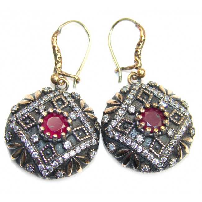 Great Victorian Style created Ruby Sterling Silver earrings