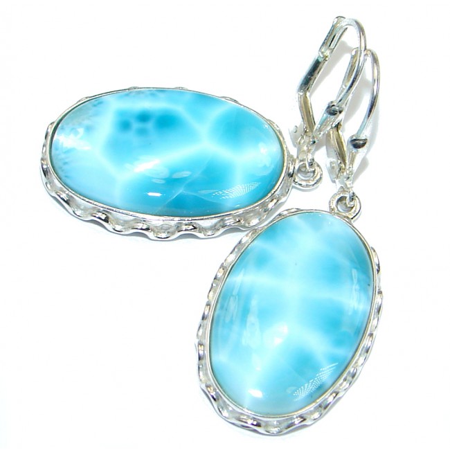 Caribbean Beauty AAA Blue Larimar Sterling Silver handmade earrings