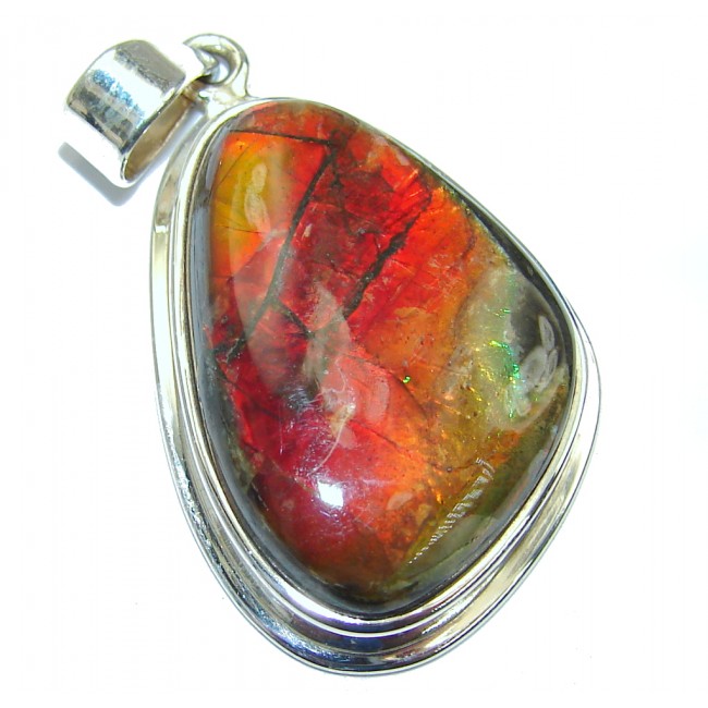 Natural AAA+ Canadian Ammolite from Aurora Ammolite Mine in Alberta  Sterling Silver handmade Pendant - model #9-lis-16-22