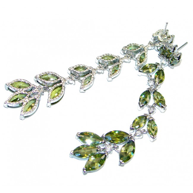 Long Green Cubic Zirconia Sterling Silver earrings