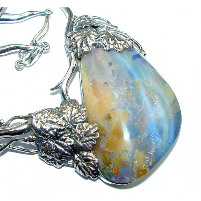 Authentic Australian Boulder Opal Sterling Silver handcrafted necklace