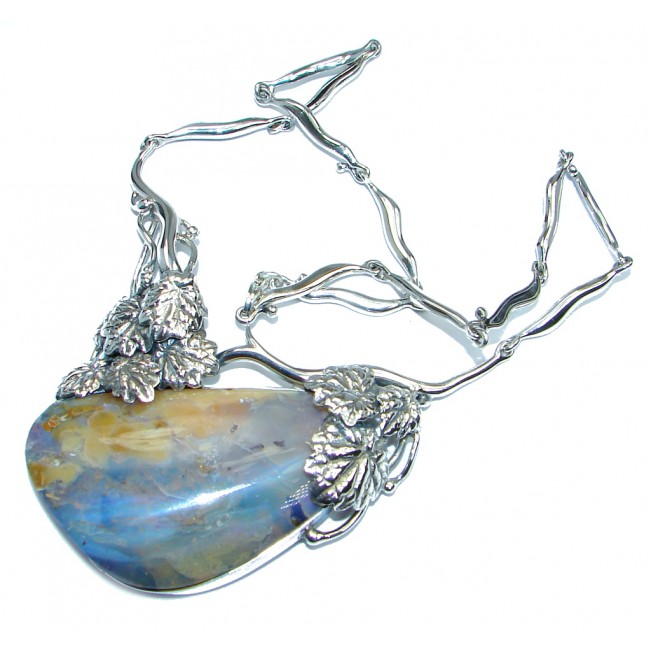 Authentic Australian Boulder Opal Sterling Silver handcrafted necklace