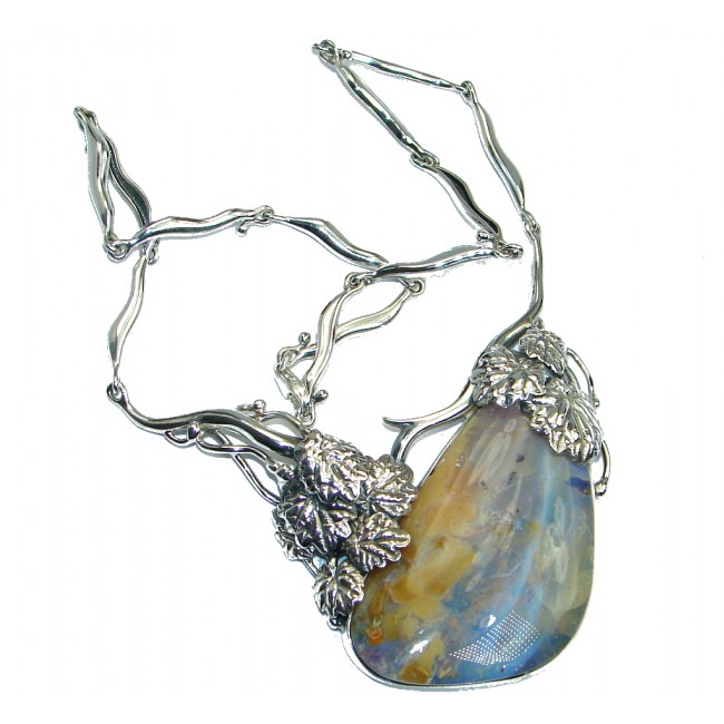 Authentic Australian Boulder Opal Sterling Silver handcrafted necklace