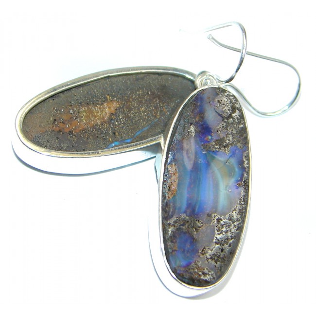 Classy Design Australian Boulder Opal Sterling Silver handmade earrings