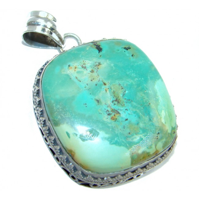 Carico Lake Lime Green Turquoise Sterling Silver handmade Pendant ...