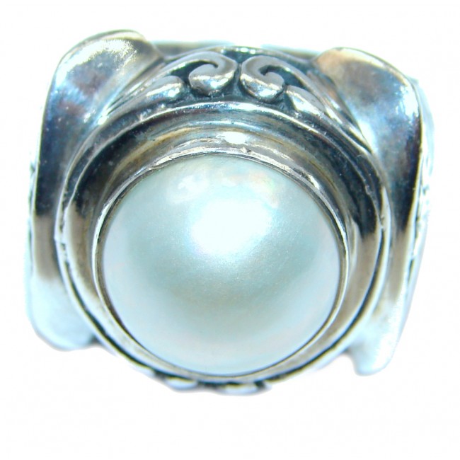 Rich Design Pearl Bali handmade made Sterling Silver ring s. 6 1/4