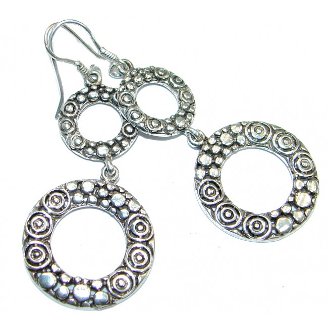 Long Perfect Oxidized Sterling Silver earrings