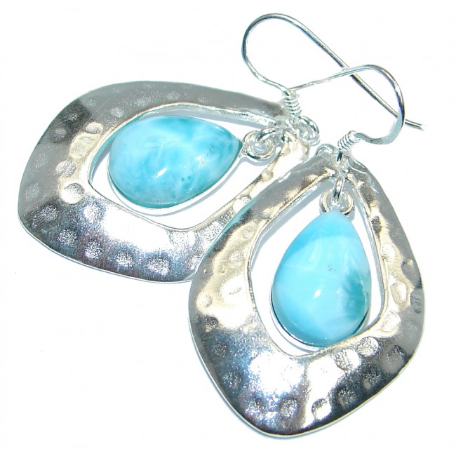 Precious Blue Larimar Sterling Silver handmade earrings