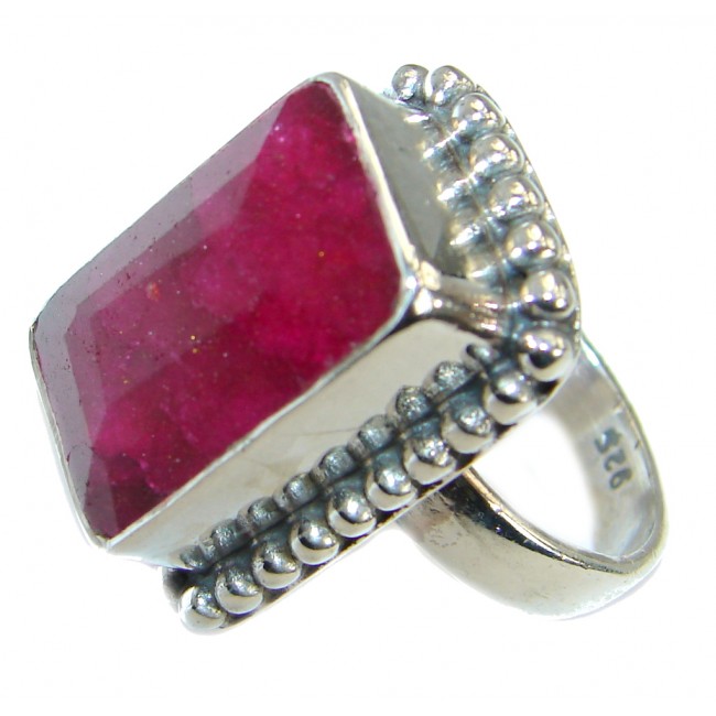 Large Ruby Sterling Silver ring; s. 7 1/4