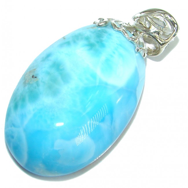 Beautiful genuine Larimar oxidized .925 Sterling Silver handmade pendant