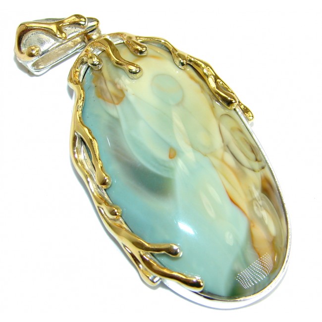 Great quality genuine Imperial Jasper 18ct Gold over .925 Sterling Silver handmade Pendant