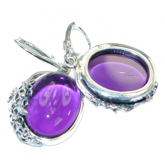 Genuine Amethyst .925 Sterling Silver handmade earrings