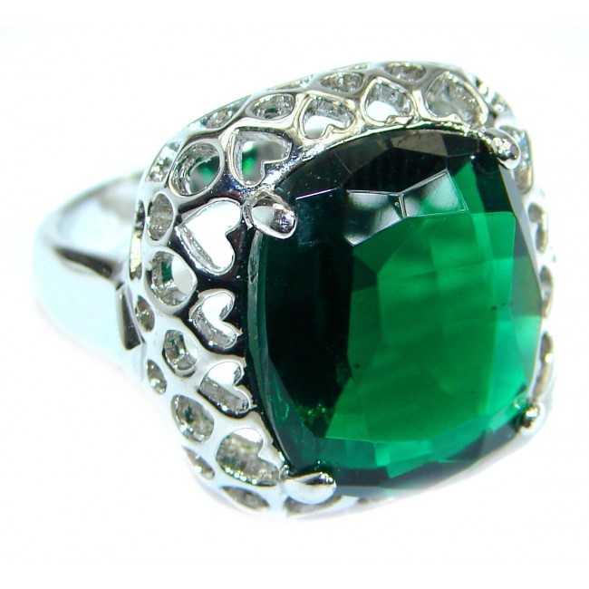 Genuine volcanic Helenite .925 Sterling Silver ring s. 7