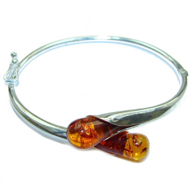 Vintage Design Genuine Polish Amber .925 Sterling Silver handmade Bracelet