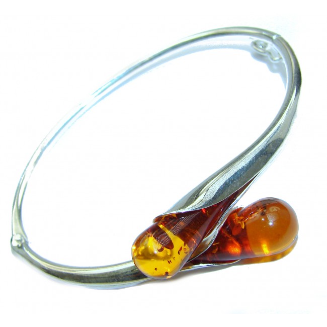 Vintage Design Genuine Polish Amber .925 Sterling Silver handmade Bracelet