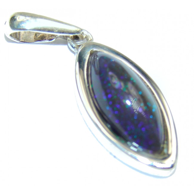 Perfection Authentic Black Opal .925 Sterling Silver handmade Pendant