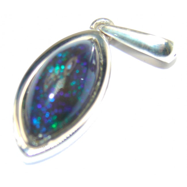 Perfection Authentic Black Opal .925 Sterling Silver handmade Pendant