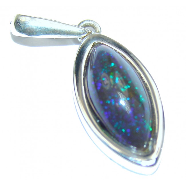 Perfection Authentic Black Opal .925 Sterling Silver handmade Pendant