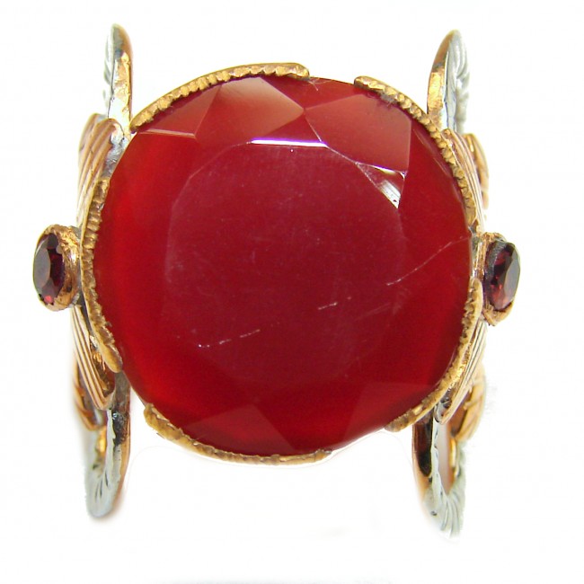 Genuine Carnelian 14K Gold over .925 Sterling Silver handmade Ring Size 6