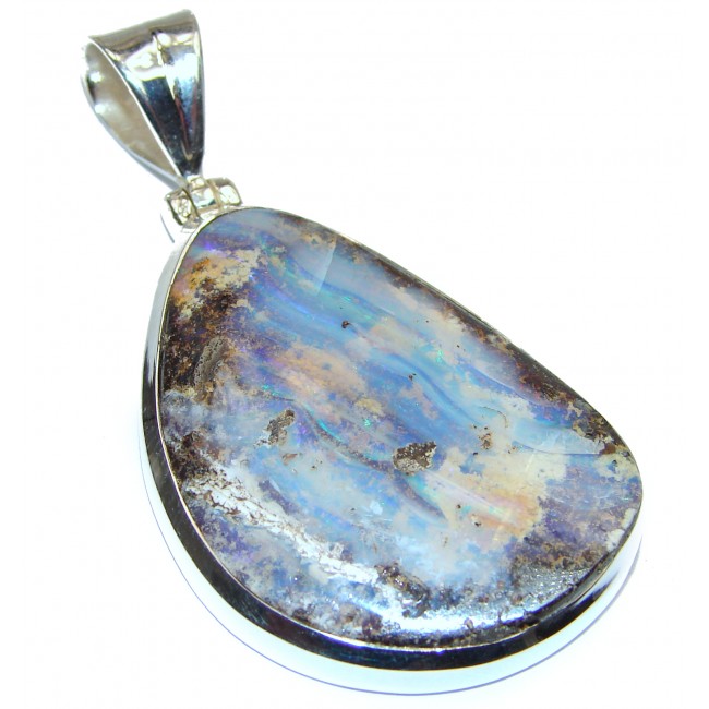 Perfection Authentic Australian Boulder Opal .925 Sterling Silver handmade Pendant