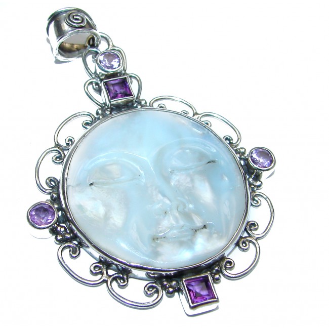 Carved Blister Pearl .925 Sterling Silver Pendant