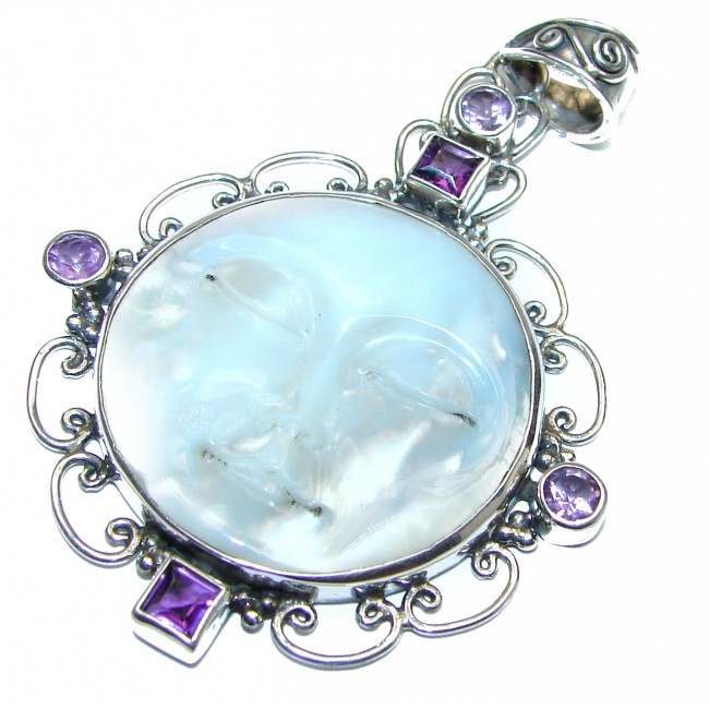 Carved Blister Pearl .925 Sterling Silver Pendant