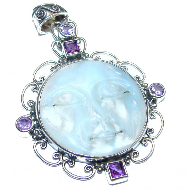 Carved Blister Pearl .925 Sterling Silver Pendant