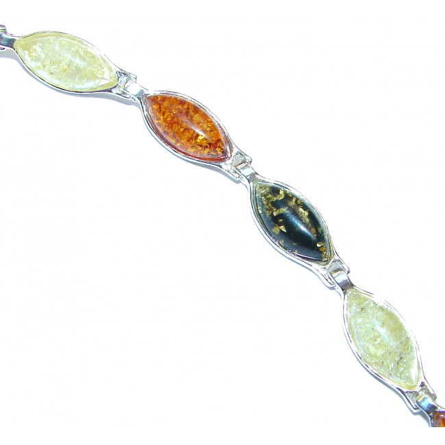 Beautiful authentic Baltic Polish Amber .925 Sterling Silver handcrafted Bracelet