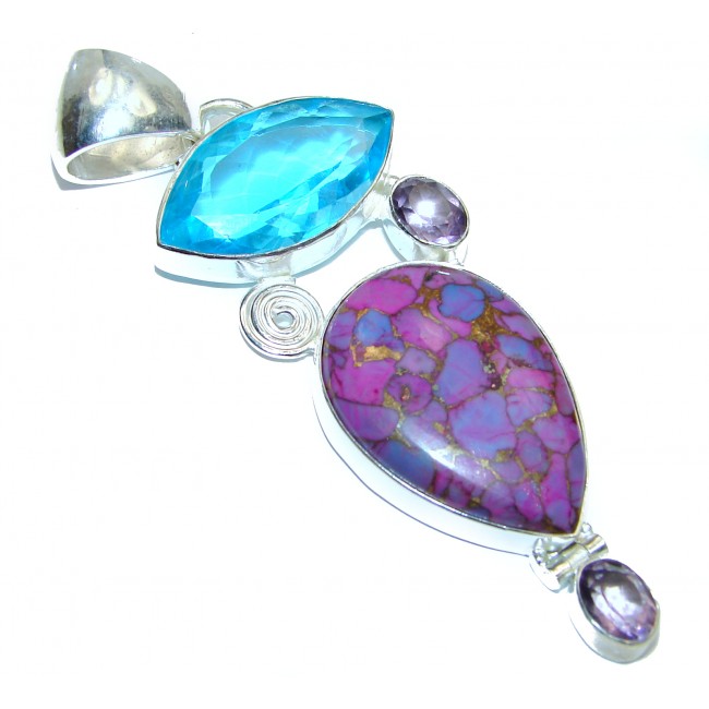 Genuine Purple Turquoise .925 Sterling Silver handcrafted Pendant