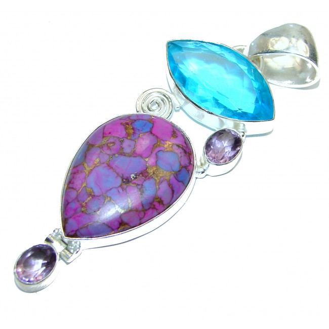 Genuine Purple Turquoise .925 Sterling Silver handcrafted Pendant