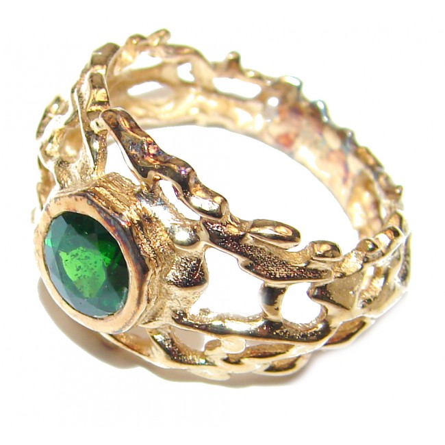 Natural Chrome Diopside 24K Rose Gold over .925 Sterling Silver Statement ring size 7