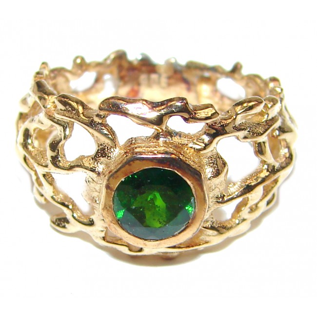 Natural Chrome Diopside 24K Rose Gold over .925 Sterling Silver Statement ring size 7