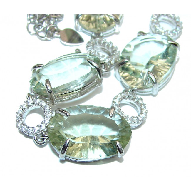 Prasiolite Green Amethyst .925 Sterling Silver handcrafted Bracelet