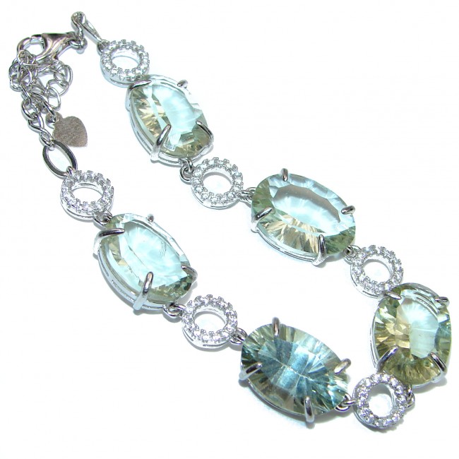 Prasiolite Green Amethyst .925 Sterling Silver handcrafted Bracelet