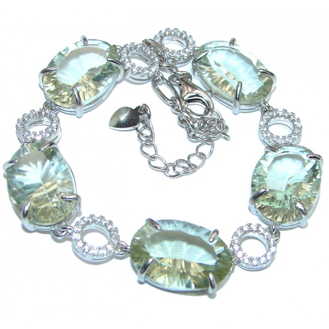 Prasiolite Green Amethyst .925 Sterling Silver handcrafted Bracelet