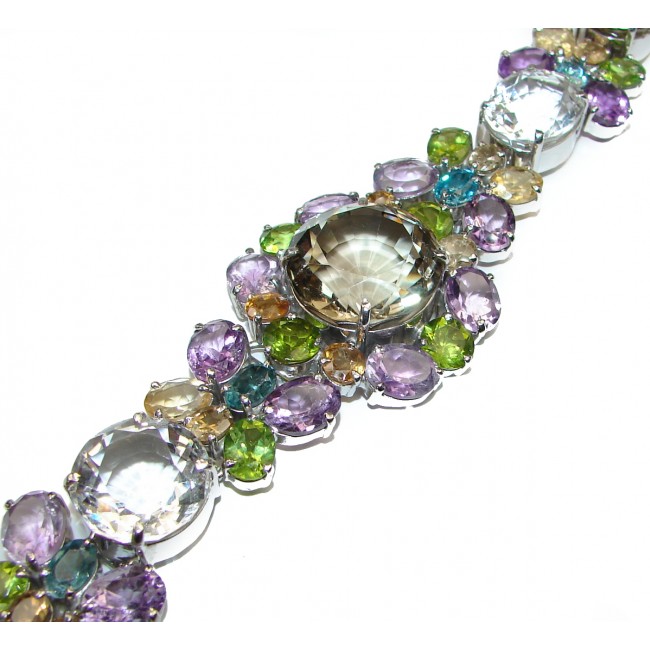 Marie Antoinette's Style authentic Multigem .925 Sterling Silver handmade bracelet