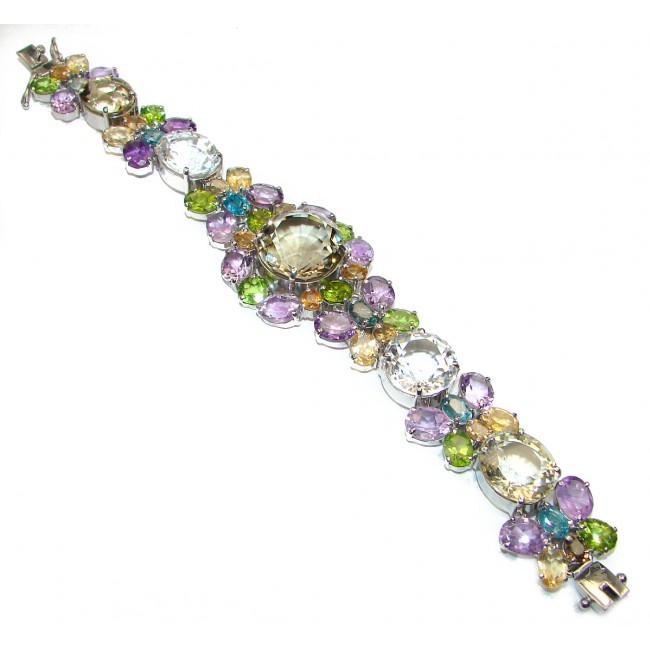 Marie Antoinette's Style authentic Multigem .925 Sterling Silver handmade bracelet