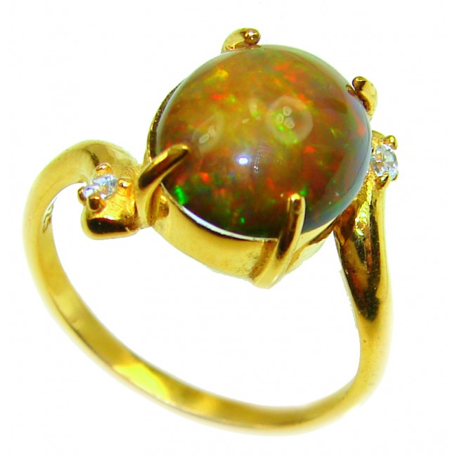 Vintage Design 6.2ctw Genuine Black Opal 14K Gold over .925 Sterling Silver handmade Ring size 7 1/4