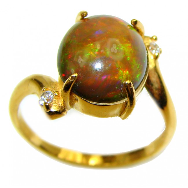 Vintage Design 6.2ctw Genuine Black Opal 14K Gold over .925 Sterling Silver handmade Ring size 7 1/4