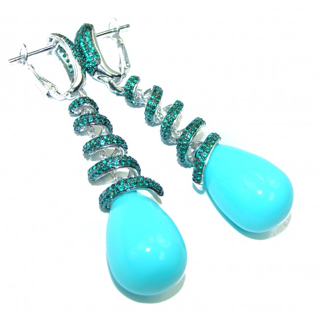 Sleeping Beauty Turquoise Chrome Diopside .925 Sterling Silver handcrafted Earrings