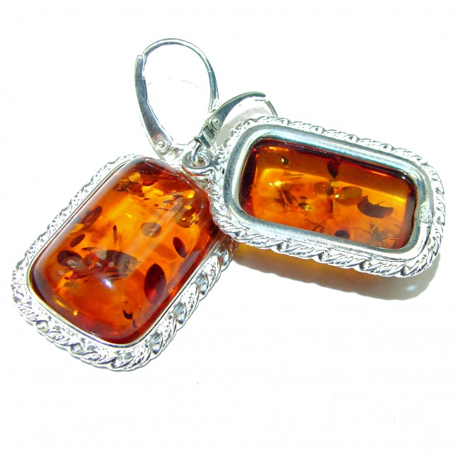 Bohemian Style Baltic Polish Amber .925 Sterling Silver Earrings