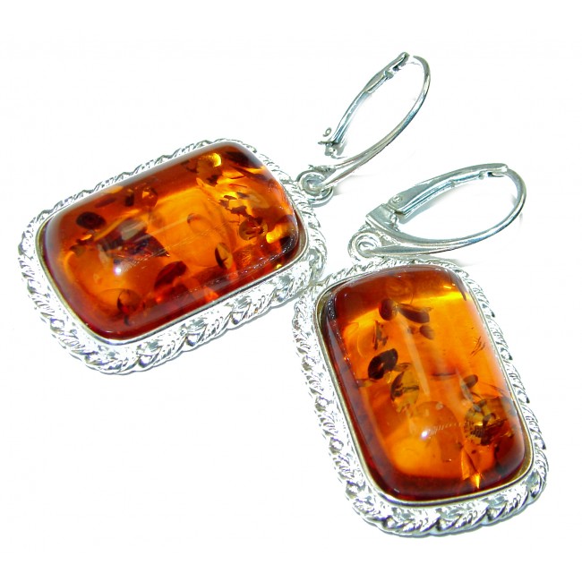 Bohemian Style Baltic Polish Amber .925 Sterling Silver Earrings