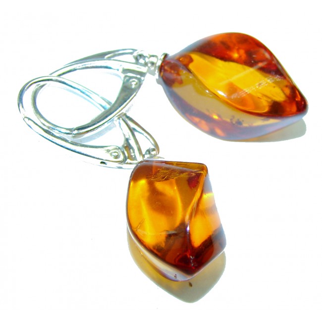 Bohemian Style Baltic Polish Amber .925 Sterling Silver Earrings