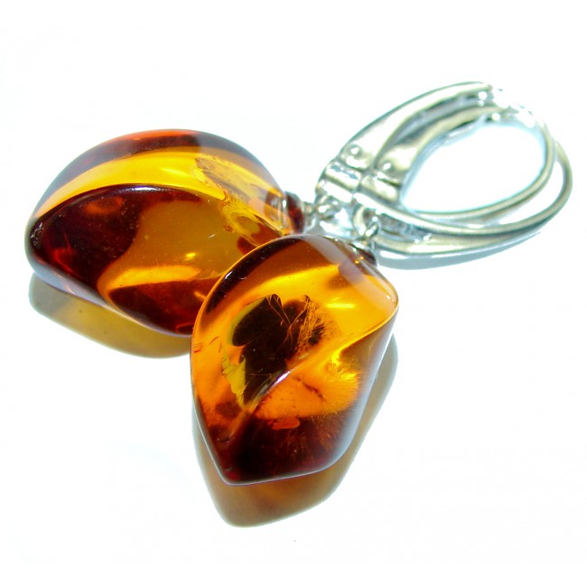 Bohemian Style Baltic Polish Amber .925 Sterling Silver Earrings