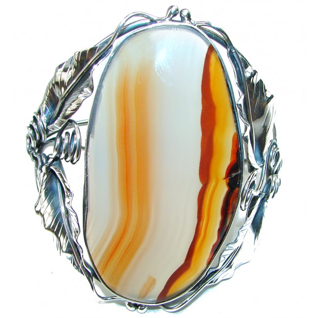 Huge Carmel Color Botswana Agate oxidized .925 Sterling Silver Cuff/Bracelet