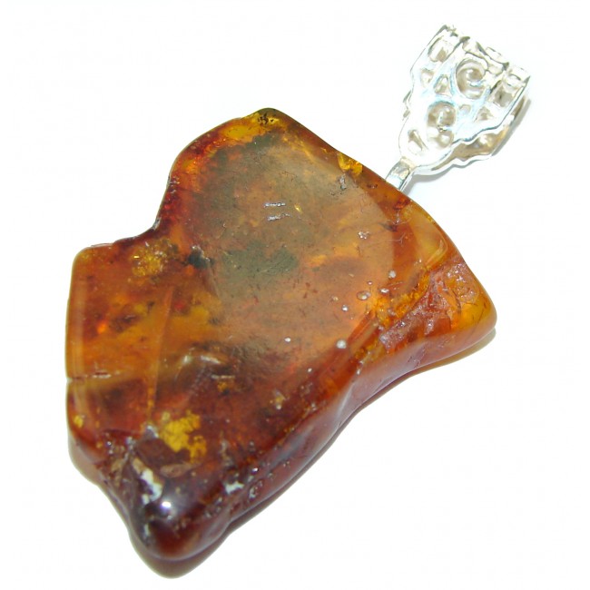 Honey Baltic Amber .925 Sterling Silver handmade Pendant