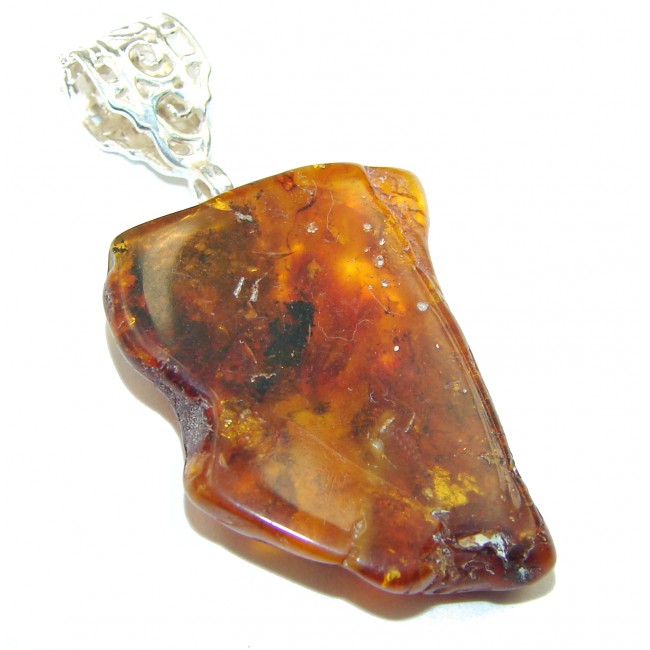 Honey Baltic Amber .925 Sterling Silver handmade Pendant