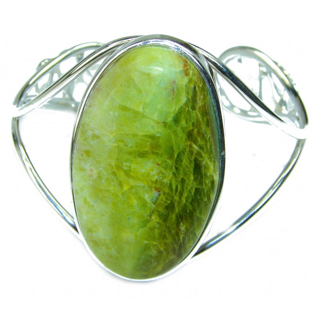 Genuine Exquisite Green Peruvian Opal .925 Sterling Silver handmade Bracelet Cuff