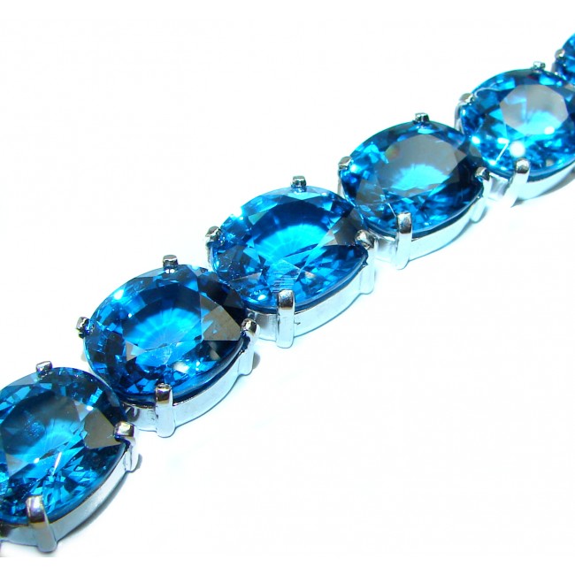 4.0mm Blue Topaz Tennis Bracelet in Sterling Silver | Zales Outlet