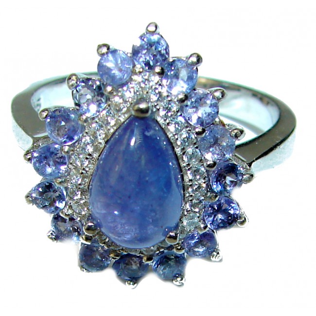 Incredible authentic Tanzanite .925 Sterling Silver handmade large Ring size 8